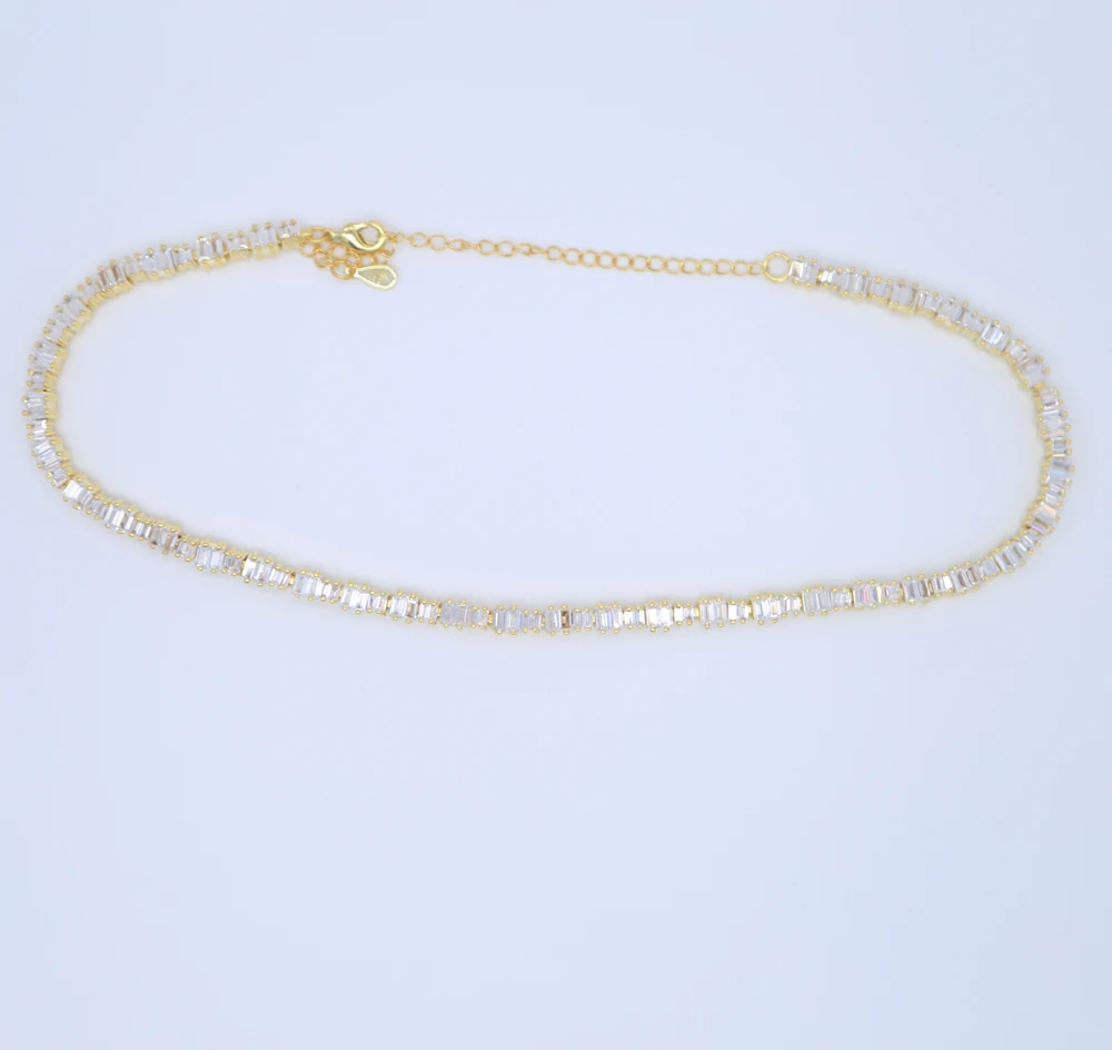 Женское колье-чокер с цирконием длинная цепочка длиной 30 + 8 см яркое