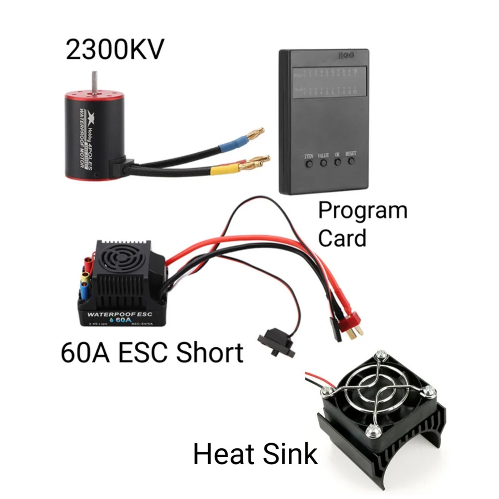 

XHobby 3650 2300KV/3100KV/3900KV/5200KV Brushless Motor & 60A/80A Brushless ESC & Program Card & Heat Sink for 1:10 RC Car Boat