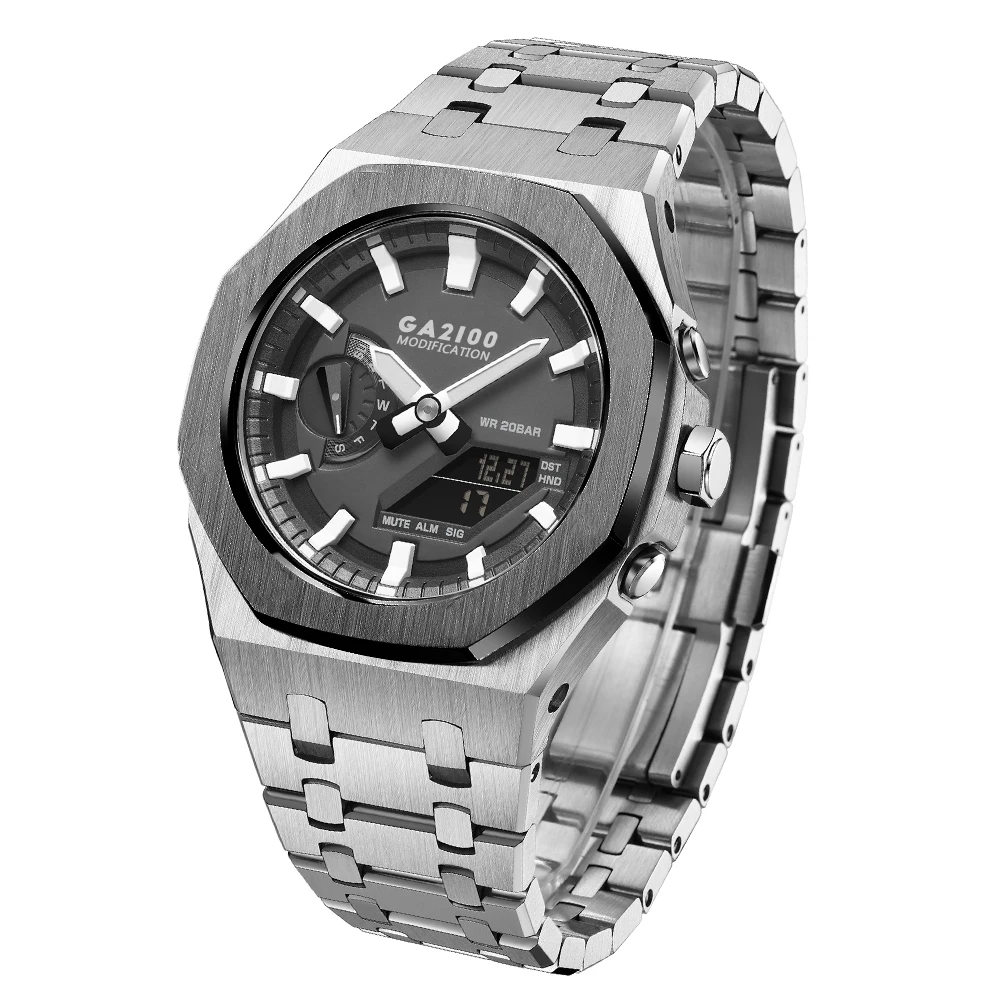 

For GA2100/2100 Metal Case Rubber Strap Suitable for Casioak Gshockak GA-2100/2110 Replacement MOD KIT Diamond Case Wholesale