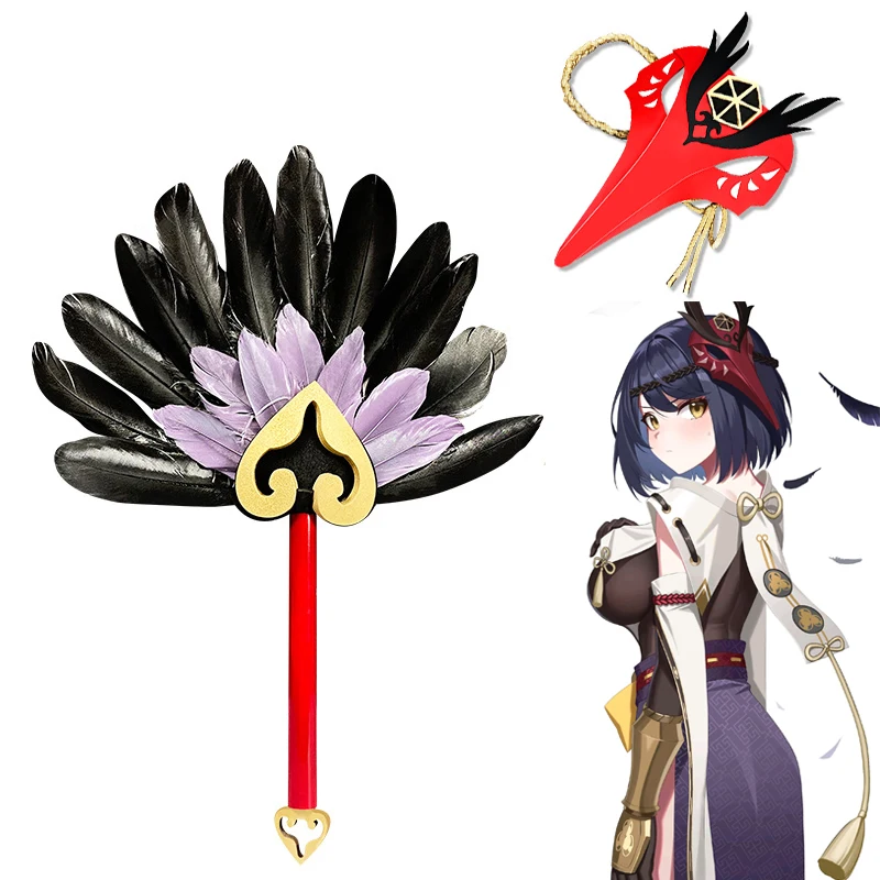 

Game Genshin Impact Kujo Sara Cosplay Dress Up Fan Mask Halloween Kujo Sara Cosplay Genshin Impact Sara Mask