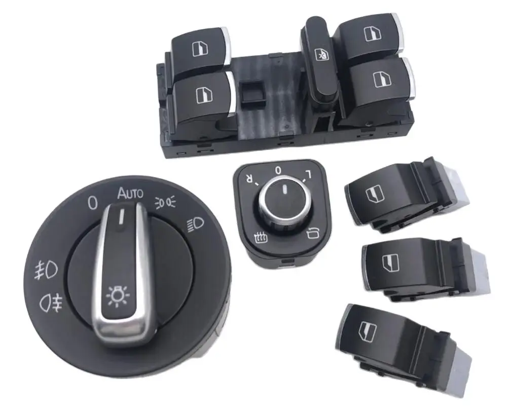 

6pcs/set switch For VW Headlight Side Mirror Master Window door switch set for VW Golf MK5 6 Jetta MK 3 Passat b6 CC Golf Plus