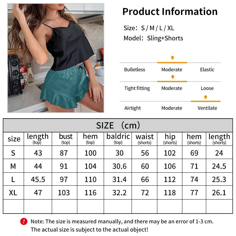 Women's sexy backless suspender home wear summer ruffled shorts vest two-piece comfortable ice silk pajama set Satin Sleepwear