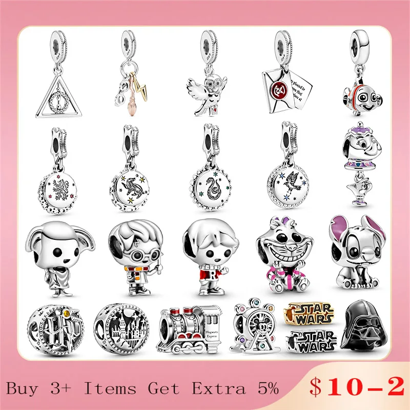 

Top Sale 925 Sterling Silver Deathly Hallows Hedwig Owl Dog Animal Charm Beads Fit Original Pandora Bracelet DIY Jewelry Gift