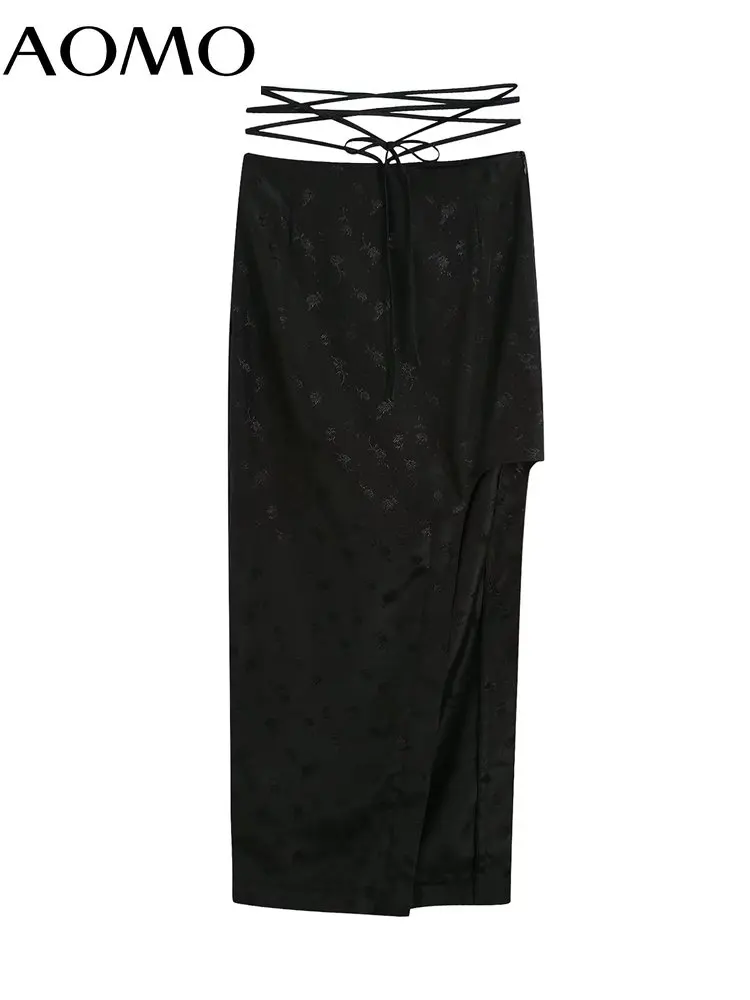 

Женская юбка на молнии AOMO, черная юбка с высокой талией и вырезом лодочкой, шикарное миди, CE28A, 2022