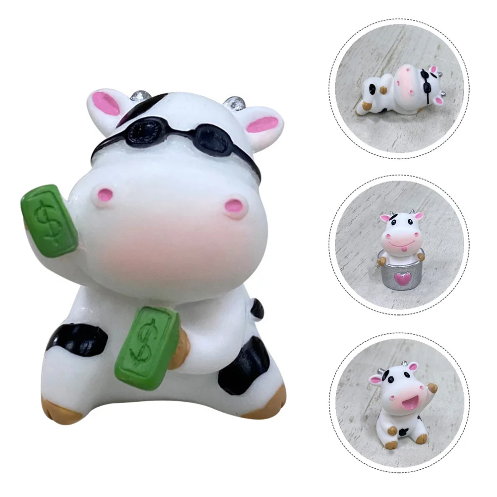 

Cow Car Figurines Figurine Miniature Decor Year Ox Resin New Animals Accessory Animal Microlandscape Decoration Figure Statue