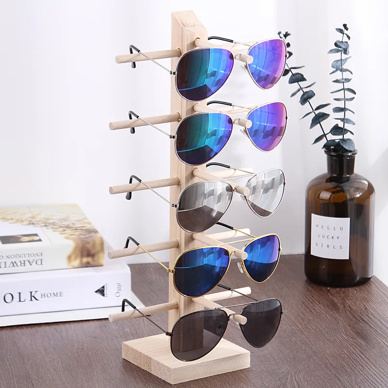Solid Wood Glasses Display Stand Sunglasses Organizer Display Shelf Sunglasses Holder Swimming Gogges Glasses Stand Showcase