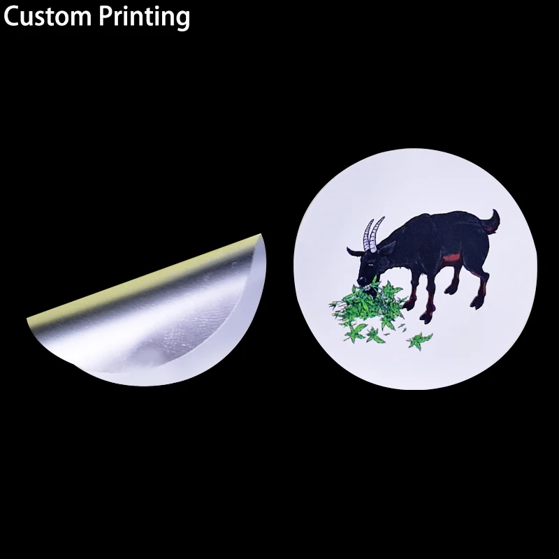 

40x40mm 100pcs Personalise Brand Logo Custom Pattern Full Colors Tear Resistant Matte Finish Silver Chorme PET Sticker Label Tag