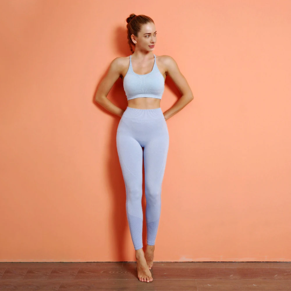 1Piece Women Tracksuit Yoga Sets Workout Sportswear Gym Clothing Fitness Seamless Long Sleeve Bra High Waist Leggings Sport Suit