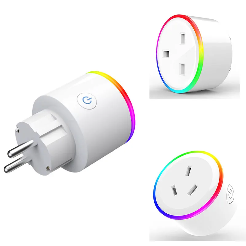 

JFBL Hot Wifi Smart Plug Outlet RGB Wireless Power Socket Smart Life/Tuya App Remote Control Work For Alexa Google Home