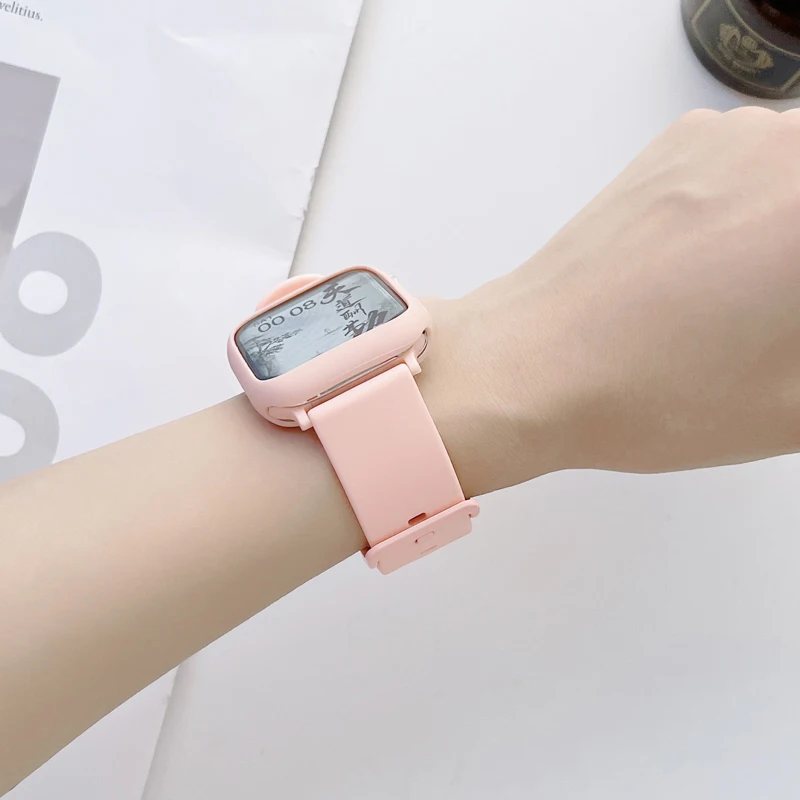 Silicone Strap+Case Set Suitable For Apple Watch Strap 38/40/41Mm 42/44/45Mm Sports Smart Accessory Bracelet Iwatch ultra8SE7564