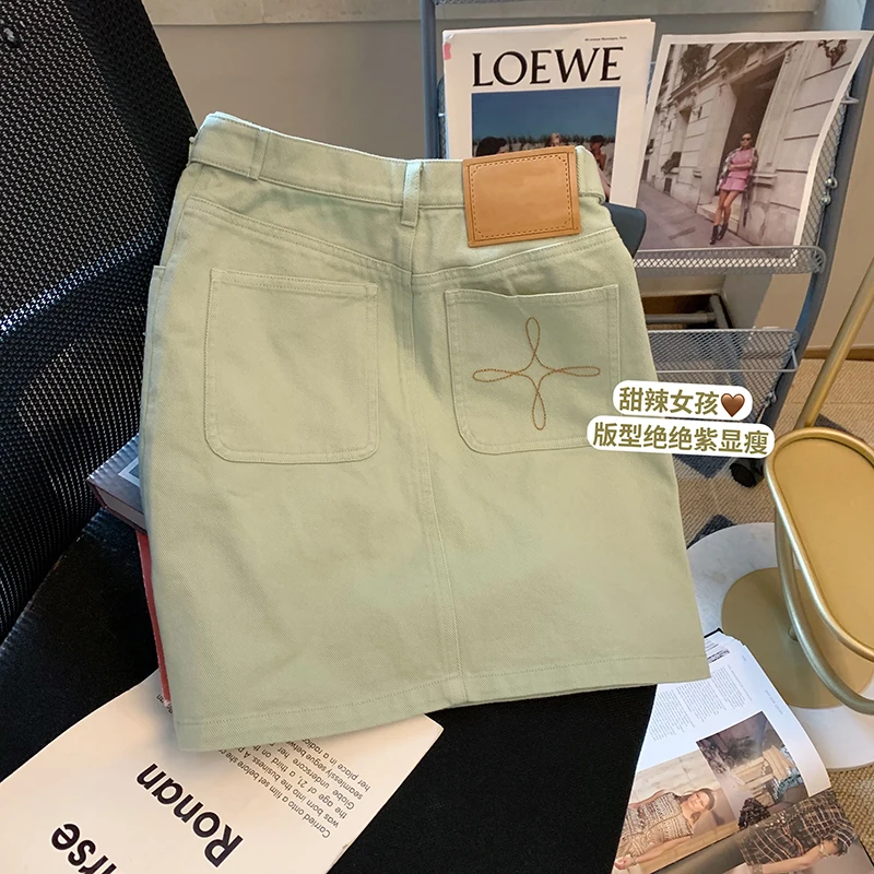 

High Waist Y2k Harajuku Denim Skirt Women Casua Pocket Mini Skirt Summer 2022 Streetwear E-girl Outfits