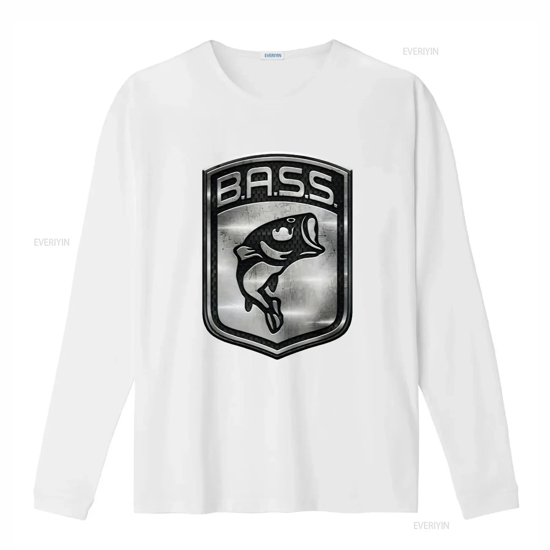 Фото Мужская футболка Bassmaster Bass Fishing с металлическим логотипом: стильная и прочная одежда, винтажный дизайн, мягкая, удобная, повседневная. №4