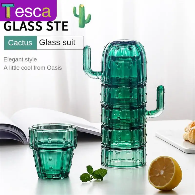 

Cactus Shaped Creative Cactus Set Of Four Stackable Design And The Cup Mouth And Wall Are Formed As A Whole Household Glass Cups