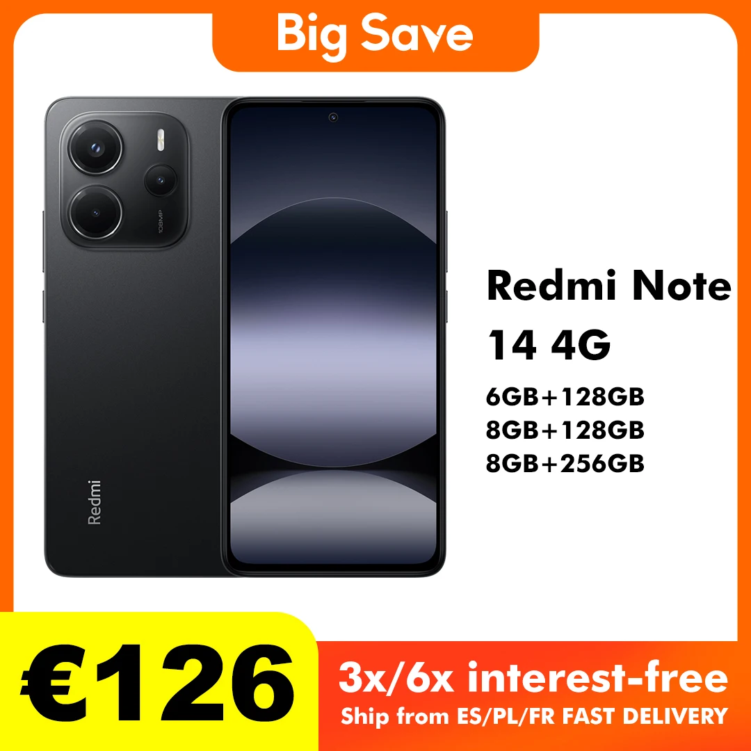 Xiaomi Redmi Note 14 6GB/128GB 8GB/128GB 8GB/256GB NFC/Non-NFC version Optional Global Version Cellphone