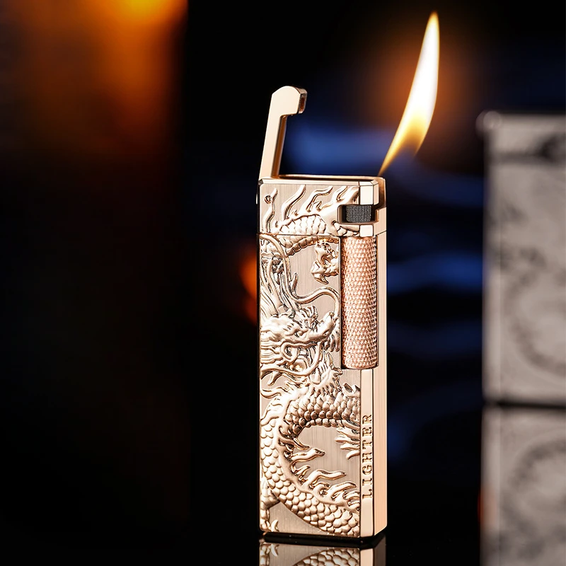 Новинка 2024 ультратонкая портативная металлическая надувная зажигалка Derui