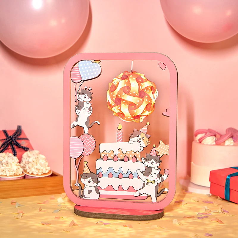 

Светодиодный Ночной светильник, лампа с 3D рисунком кота для вечеринки, дня рождения, создания бумаги, Подарочная лампа с питанием от USB для г...