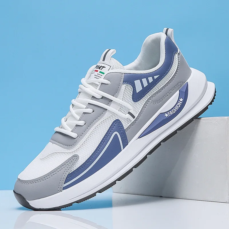 Men's mesh Sneakers 2022 Summer Lightweight Breathable Refreshing Sports Shoes Thick-soled Height-Enhancing walking Daddy Shoes