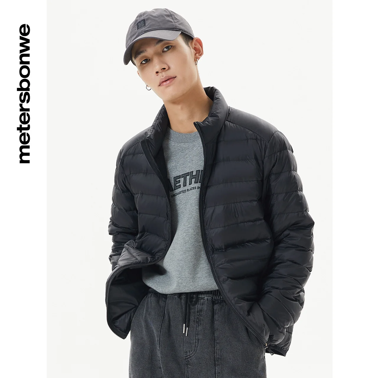 Metersbonwe Men's Stand Collar Solid Color Warm Down Jacket 90%Duck Down Ultra Light Thin Warm Ware Slim Male Short Winter Coat