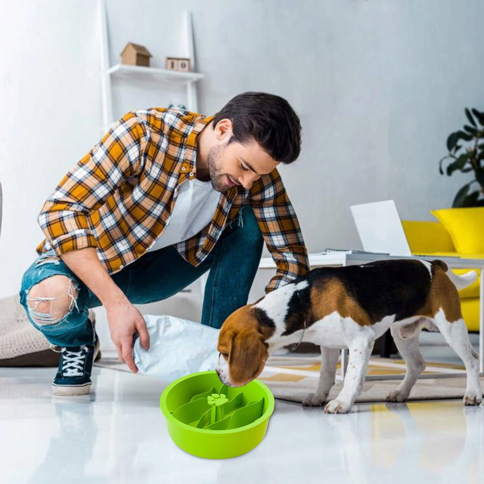 

Anti Choke Pet Dog Feeding Food Bowls Puppy Slow Down Eating Feeder Dish Bowl Healthy Diet Dish Pet Dogs Supplies Dog Food Bowl