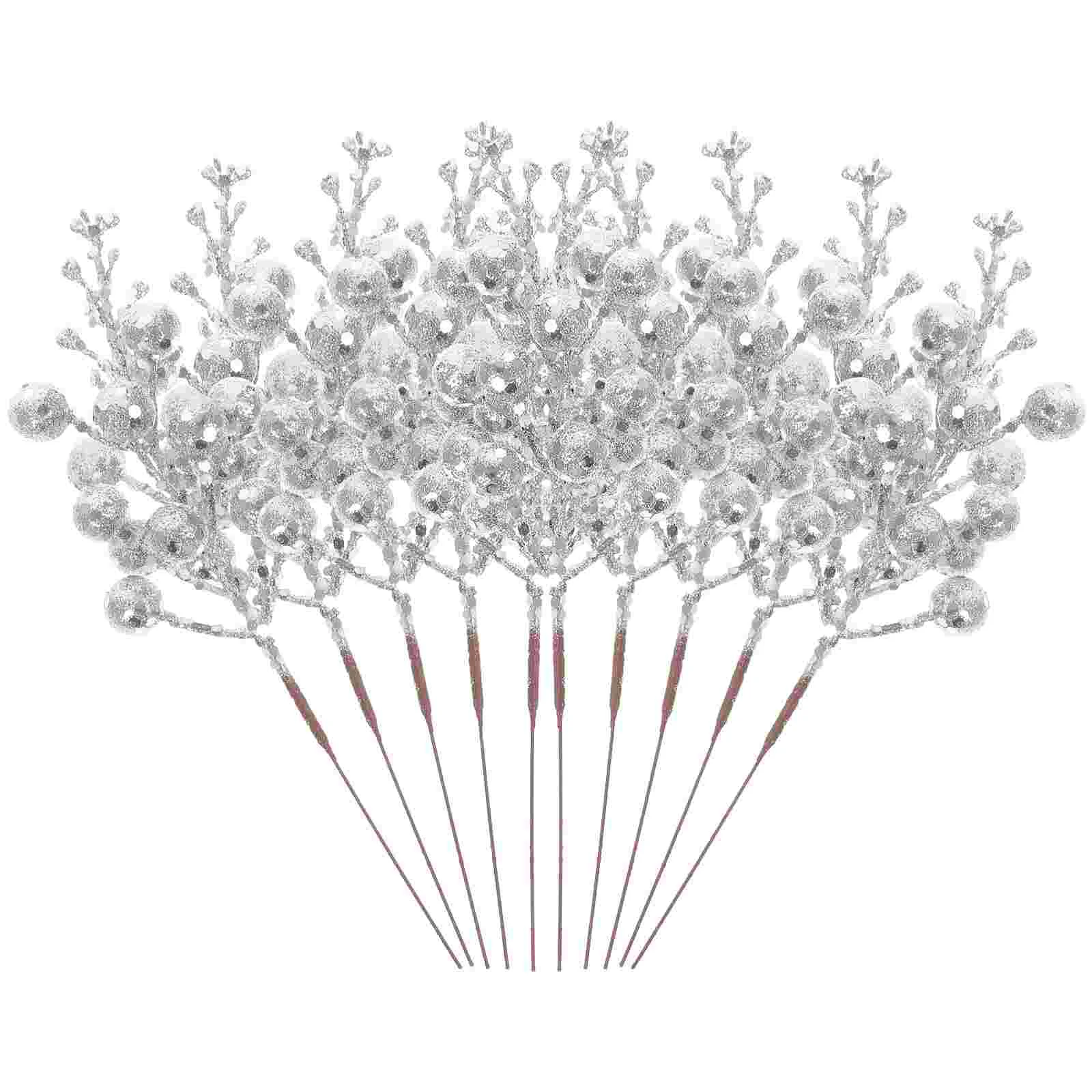 

Berry Christmas Artificial Picks Stems Tree Berries Flowers Glitterfake Hollystem Wreathbranches Pine Pick Decorations Silver