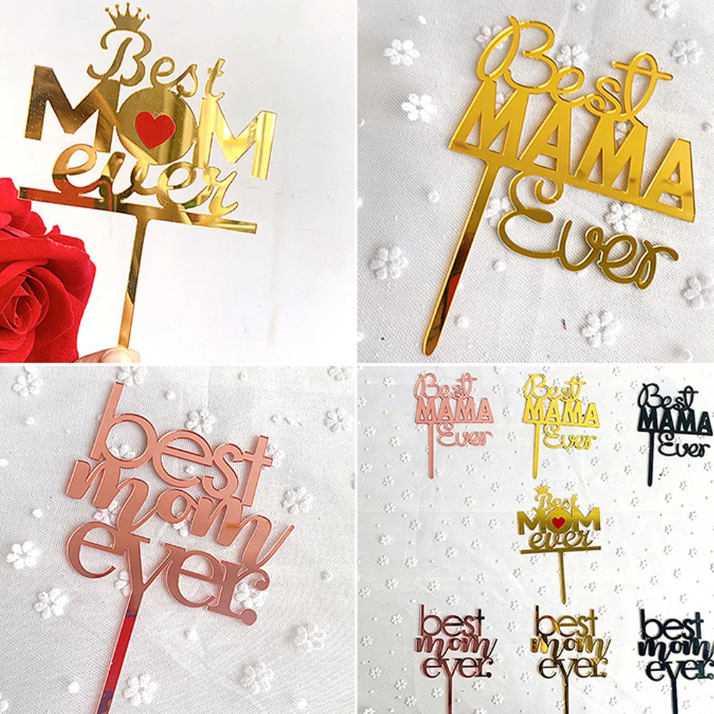 1 шт./лот Новинка Золотой папа мама с днем рождения торт Топпер