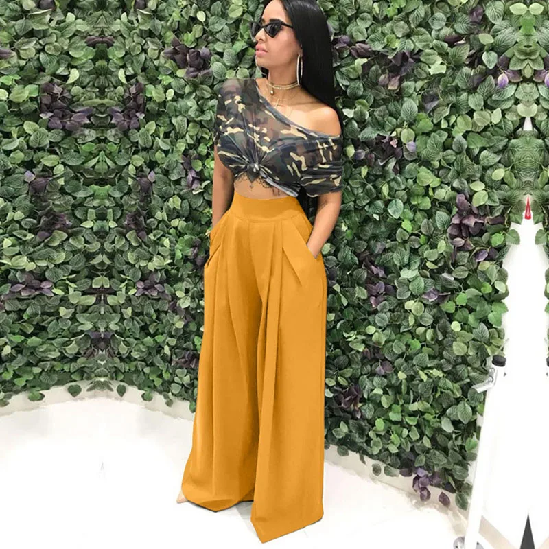 

Women Chic Office Wear Straight Pants Vintage High Ladies Trousers 2022 Spring Autumn Wide Leg Pantalones Long Palazzo Pants
