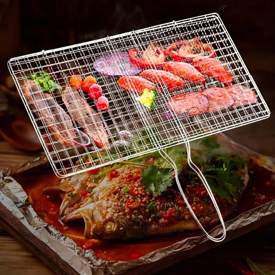 Двойной гриль для рыбы сетка с ручкой клипсой