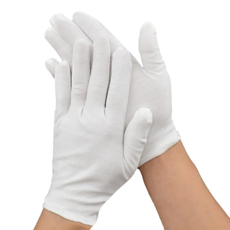 

12Pairs White Cotton Gloves Protective Work Jewelry Inspection Disposable Safety Glove Lightweight Unisex Soft