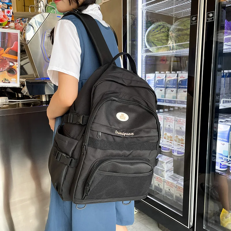 

Водонепроницаемый нейлоновый женский рюкзак, модная многослойная Водонепроницаемая дорожная сумка в корейском и японском стиле для студенток, однотонная