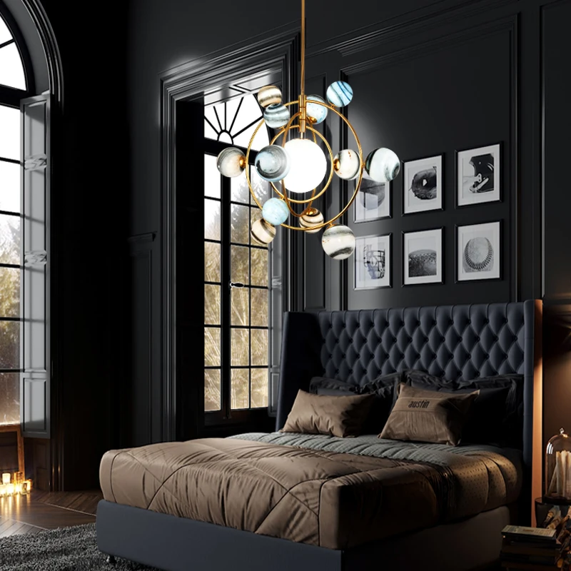 Светодиодный подвесной светильник со стеклянным глобусом люстра с планетой