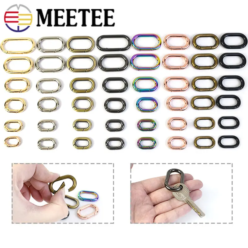 

5/10Pcs Oval Metal Ring 13-40mm Openable Spring Clip Buckles Bag Strap Connector Snap Clasp Handabg Leather Hardware Accessories