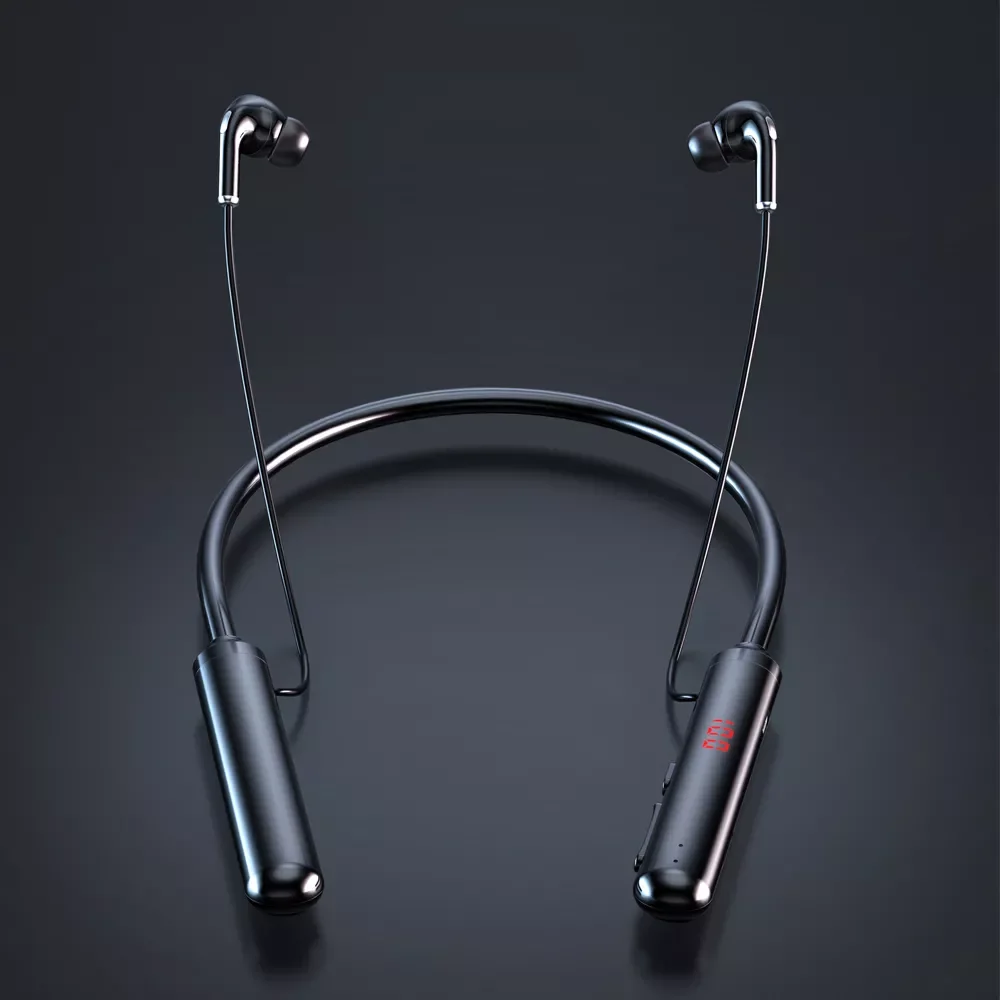 

Hours Wireless Bluetooth-cpmpatible Headphone Neckband 960 Endurance Stereo Bass Power LED Display Headset TF Card Magnet