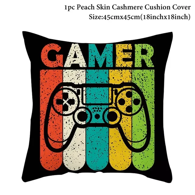 

Game Party Cushion Cover Happy Birthday Party Decoration Colorful Cartoon Keyboard Home Ornaments Kids Toy GAME ON Party