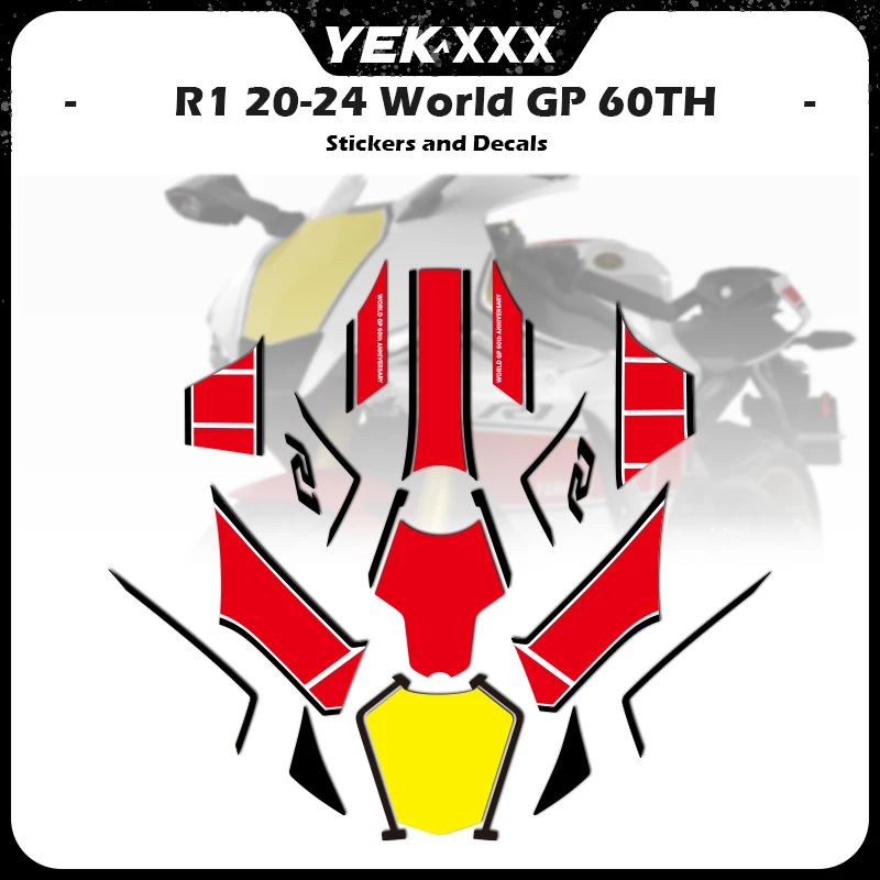 Для YAMAHA YZF-R1 World GP 60th Anniversary R1 R1M 2020-2024 Новая наклейка на обтекатель в виде ракушки, наклейка 20 21 22 24, полные автомобильные наклейки