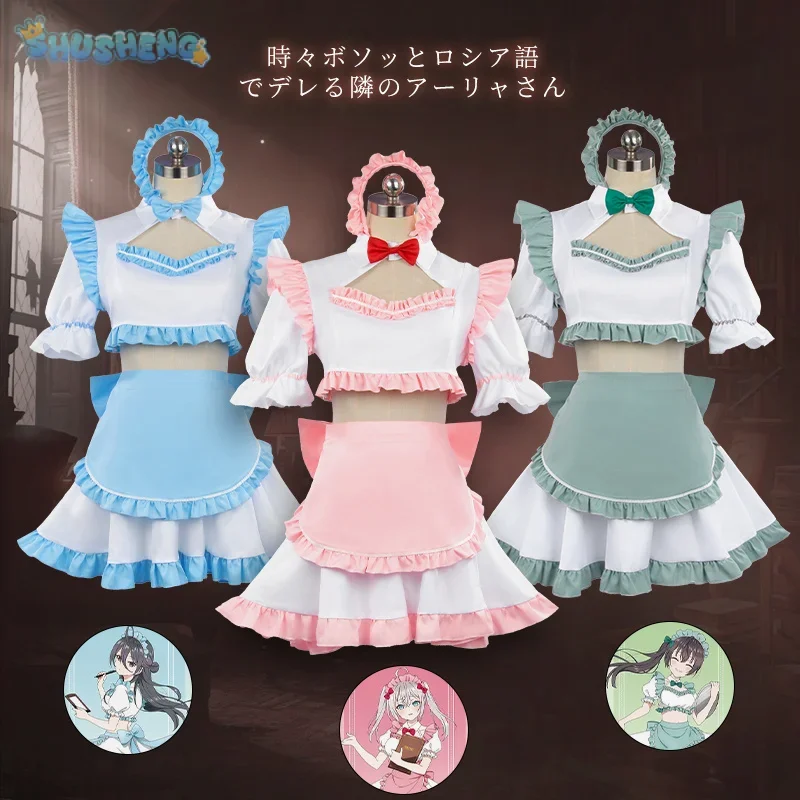 Фото FC6Anime Roshidere Alya Alisa Michaiłovna Kujou Косплей Костюм Горничной Парик Юки Суou Платье Горничной Юбка Аяно Кимишима Хэллоуин @ FC8! №1