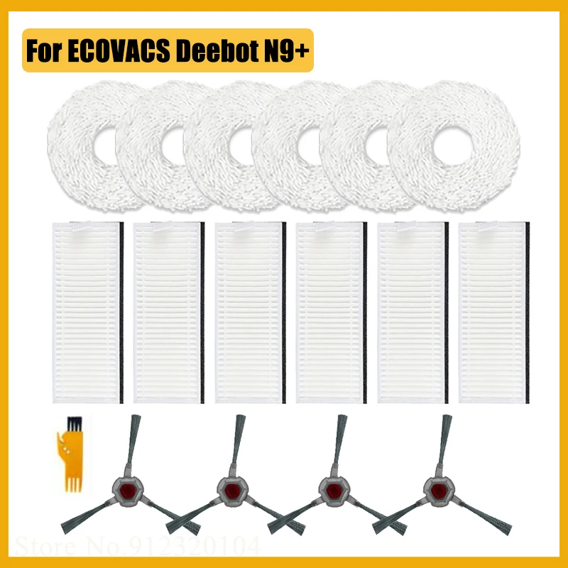 

Replacement Parts for Ecovacs DEEBOT N9 N9+ Self-Cleaning Robot Side Brush,Hepa Filter,washable Mop Rag Cloth Spare Accessories