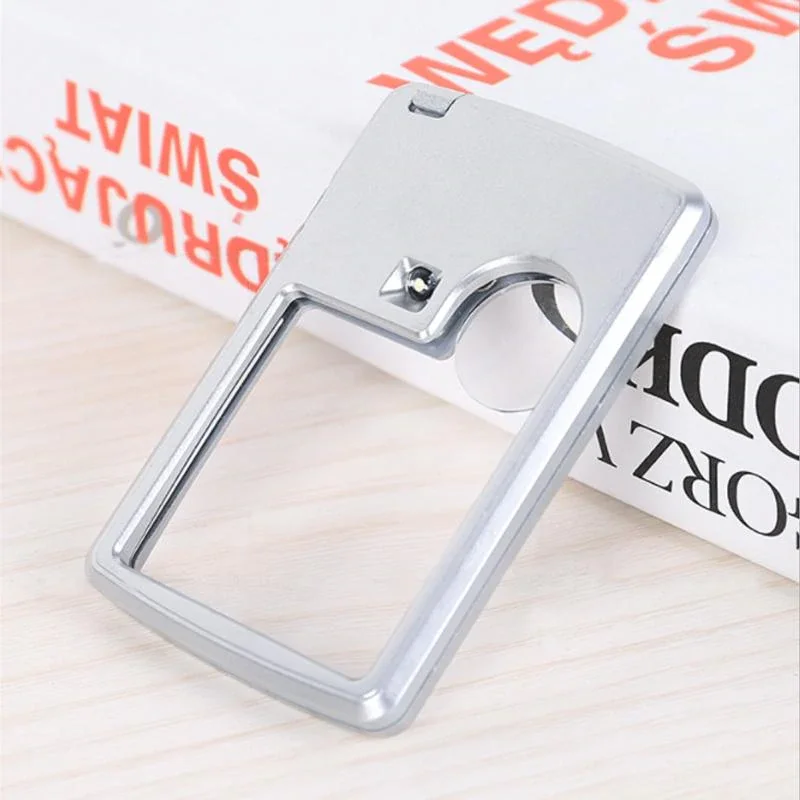 

3X45*45mm Card Type Magnifiers with LED Portable Jewelry Loupe Reading Magnifying Glass Lens Illuminated Pocket Magnifier