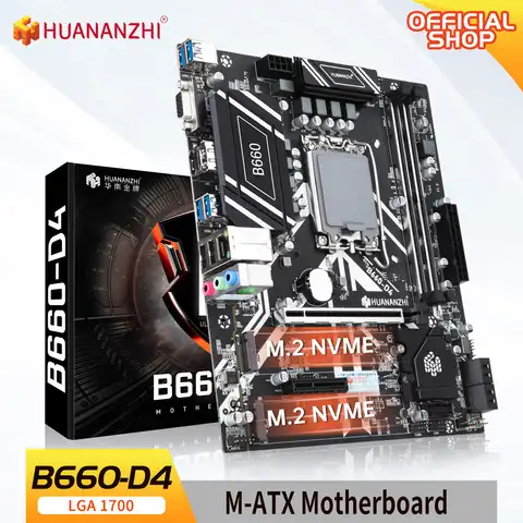 HUANANZHI B660 D4 M-ATX DDR4 Motherboard Support（ Intel LGA 1700 CPU 12100F/12400F/12490F/12600KF/12700KF） M.2 NVMe PCIE 4.0