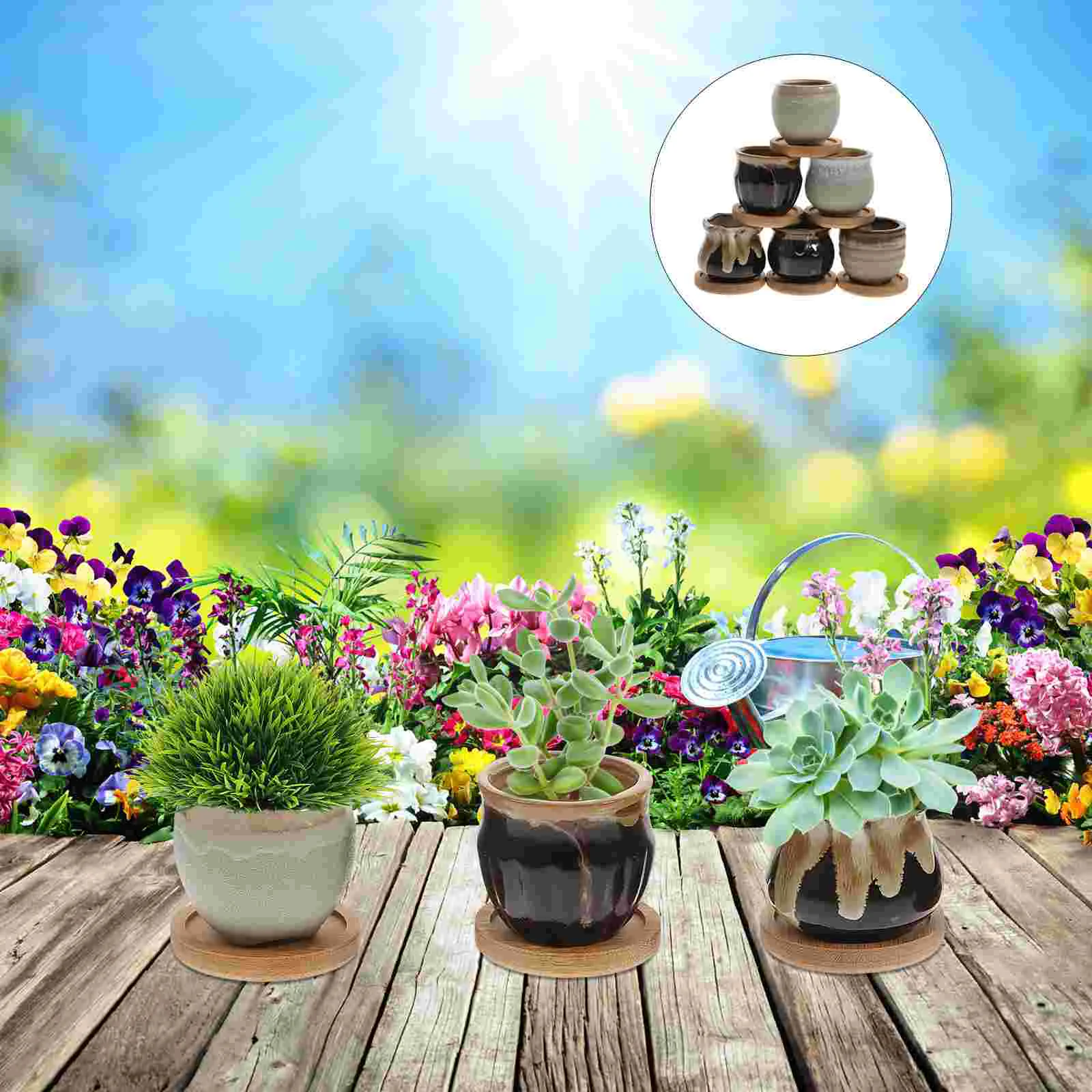 

Pot Planter Ceramic Flower Bonsai Pots Succulent Mini Clay Terracotta Container Garden Holder Nursery Air Potted Miniature Tiny