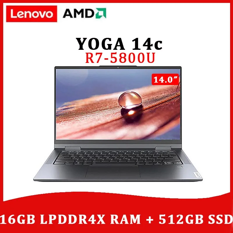 lenovo Laptop  YOGA 14c New Ryzen 7 5800U 16GB RAM 512GB SSD 14-inch FHD IPS Screen Ultraslim notebook