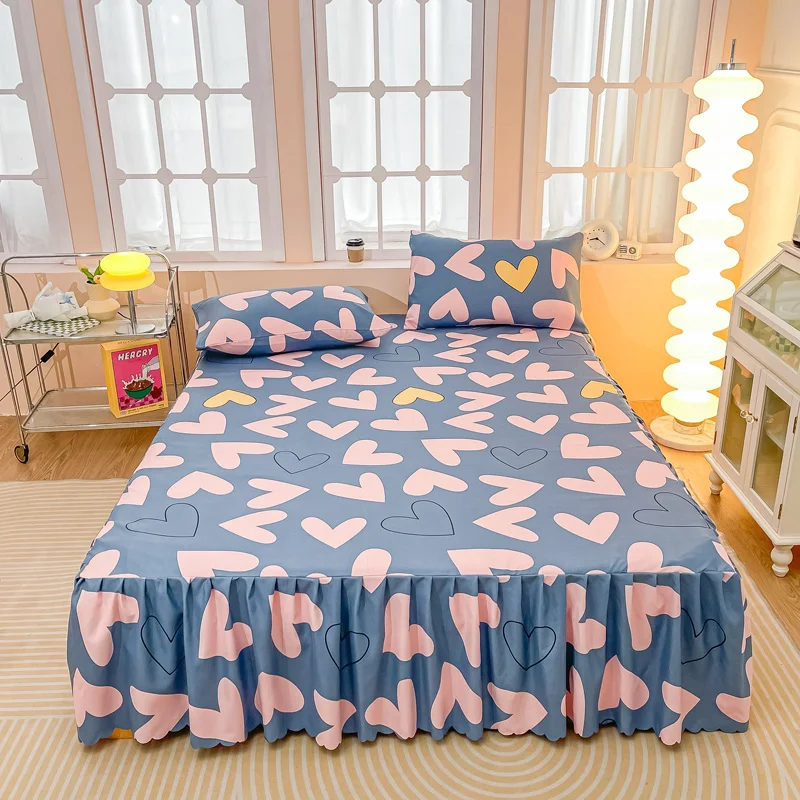 3 шт. Комплект постельного белья с оборками принтом