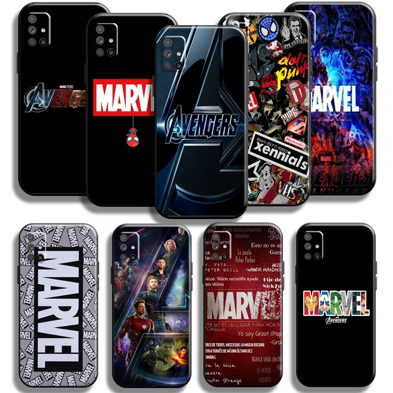 

Marvel Fashion Avengers Logo Phone Case For Samsung Galaxy M51 TPU Black Liquid Silicon Coque Back Cover Carcasa Funda