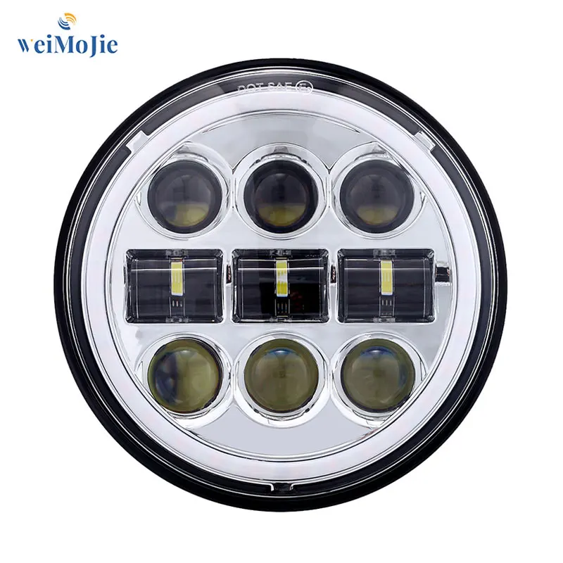 

New 5.75 Inch Round LED Headlight Halo Angle Eyes Motorcycle DRL Housing bracket Fit For Harley Dyna Sportster Iron 1350LM