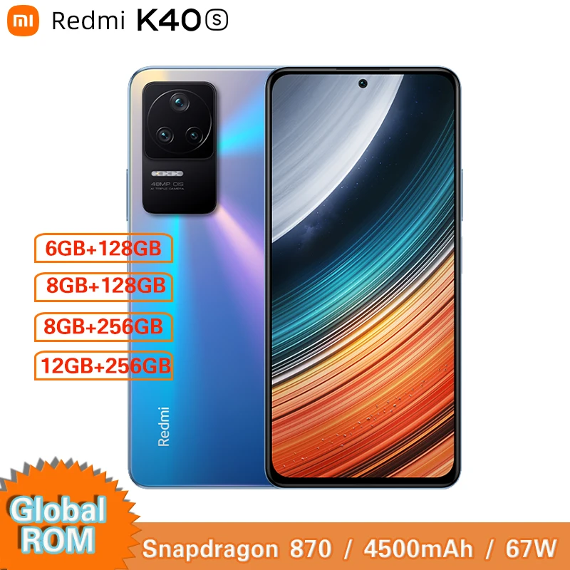 Original Xiaomi Redmi K40S 5G SmartphoneSnapdragon 870 Octa Core 6.67'' Display 120Hz 4500mAh 48MP OIS Camera 67W Fast Charging