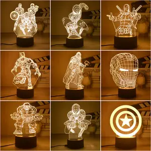 Marvel The Avengers Veilleuse LED 3D Anime, Spider-Man, services.com  America Figure, Lampe de table, Jouet, Cadeaux d'anniversaire - AliExpress