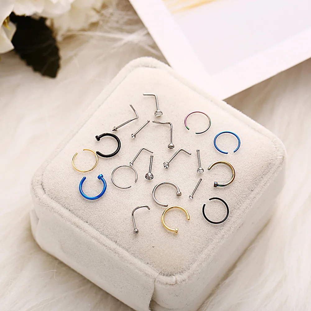 

22Pcs/set Fake Nose Ring Lip Ring C Clip Lip Piercing Burun Nose Rings Hoop Women Neuspiercing Body Jewelry Earrings Sexuality