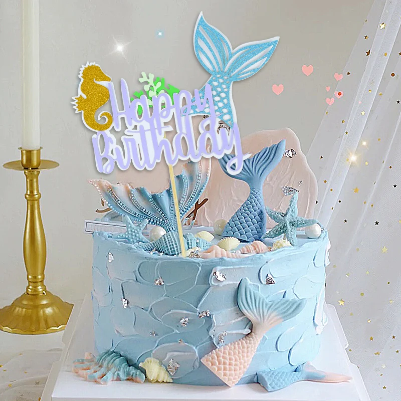 Тема русалки искусственные топперы для кексов детский душ украшение торта