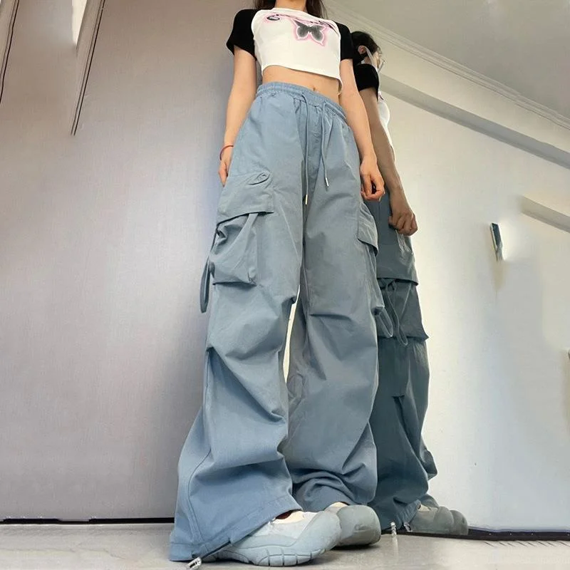   Cargo Pants High Waist Women Streetwear Hip Hop Y2K Trousers Loose Casual American Style 90S Pockets Fashion Female Pants 