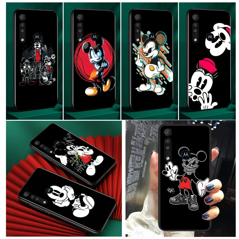 

Fashion Mickey Stitch Art Phone Case Black For Motorola Moto G71 Edge G60 S G9 G8 20 E20 E7i E6i E6S Plus G Power One Fusion