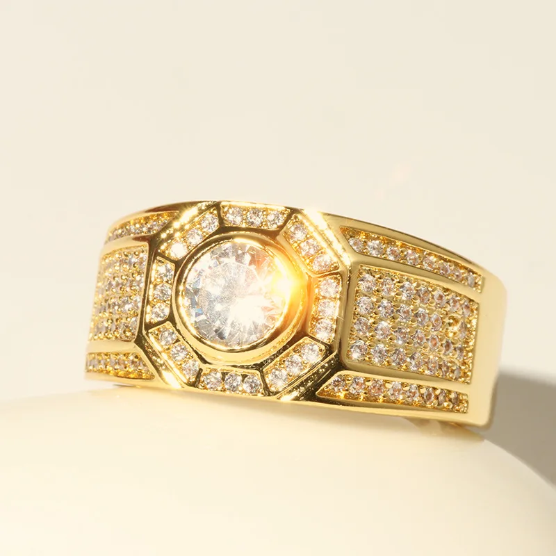 Модное кольцо золотого цвета для женщин S925 Стерлинговое Серебро штамп